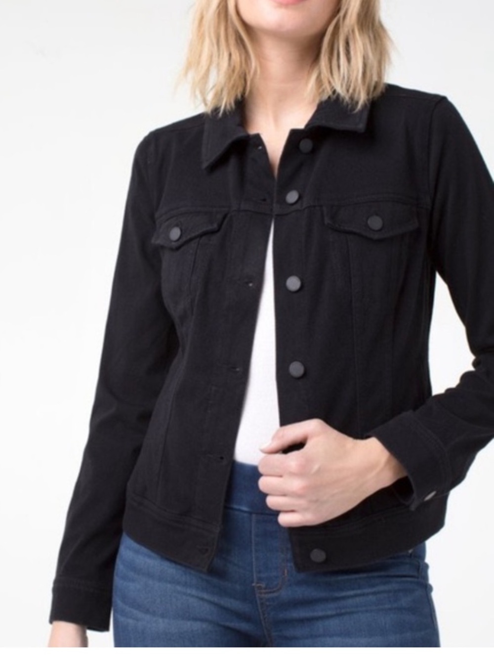 Liverpool Stretch Denim Jacket EUC Large Black